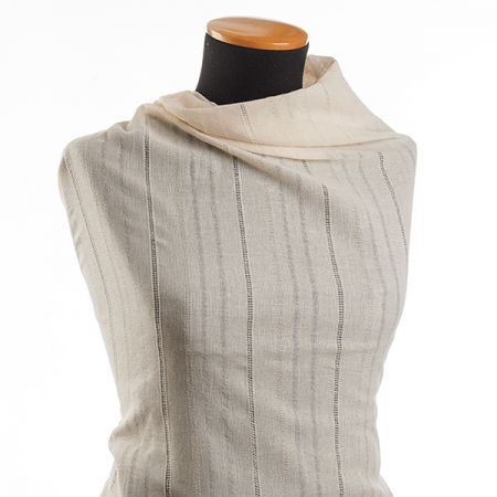 Bavlněný voál žakár pruhy smetanový