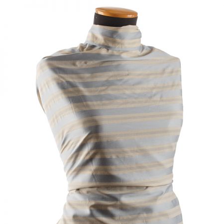 Bavlna žakár pruhy modrá/smetanová