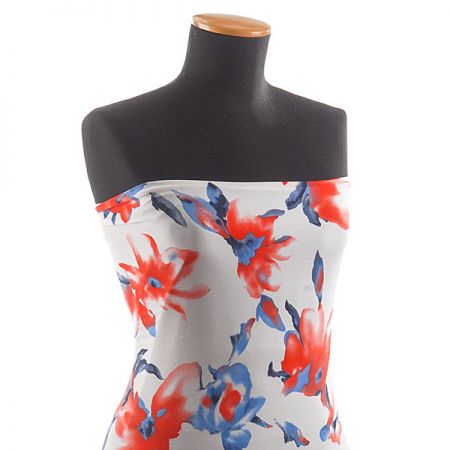 Letní úplet květy červenomodrý