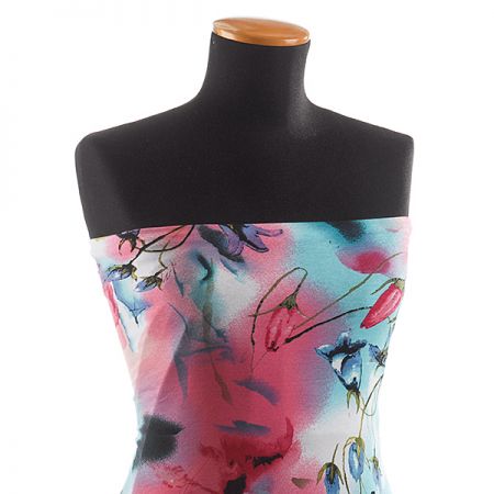 Úplet jemný viskozový květy akvarel