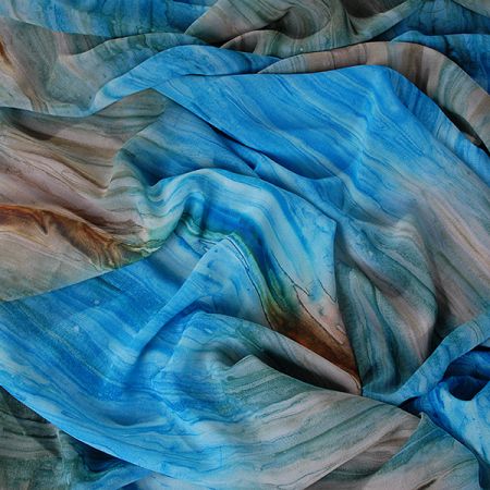 Batika šifon v barvách tyrkysovo-hnědých