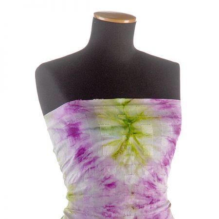 Šifon kreš batika zeleno-fialová