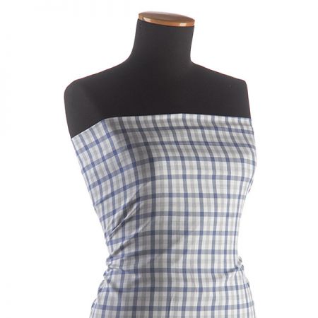 Bavlněná látka pružná modrá kostka