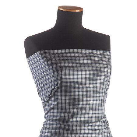 Bavlněná látka pružná jemná kostka modrá