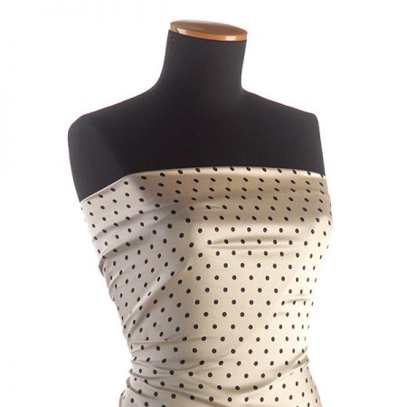 Šatová látka mikado béžová/černá