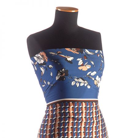 Šatová látka imitace hedvábí modrohnědá II.jakost