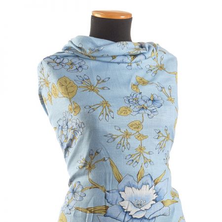 Lněná látka tisk motiv velkých květů