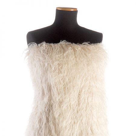 Imitace kožešiny dlouhý vlas lomená bílokrémová