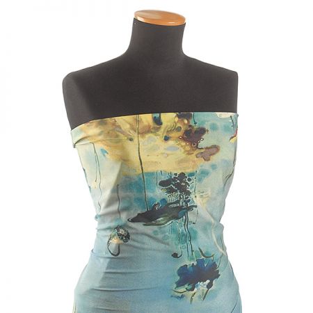 Krepdešín tisk lotosový květ