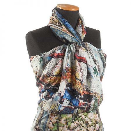 Krepdešín tisk kytice