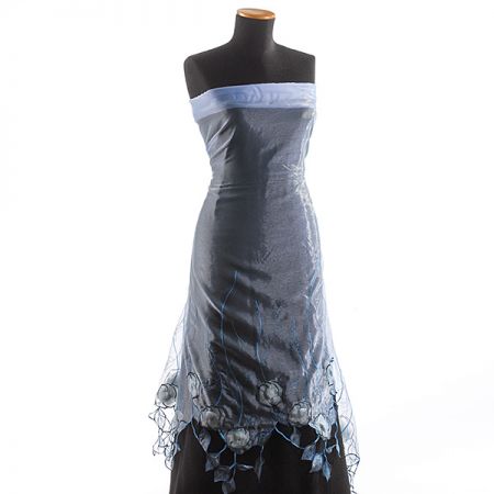 Organza s výšivkou a plastickými květy sv.fialová