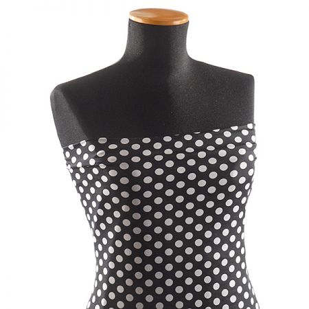 Úplet letní jemný vzor velký puntík černá bílá