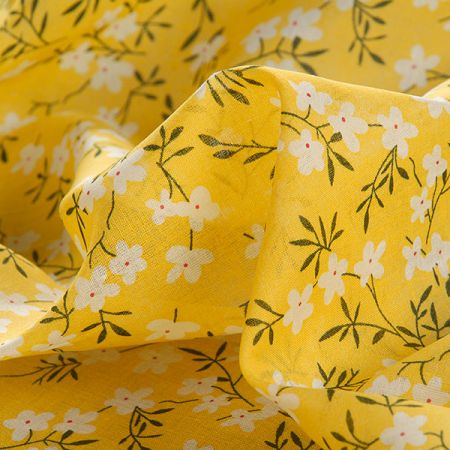 Bavlna etamín jemný drobné květy žlutá