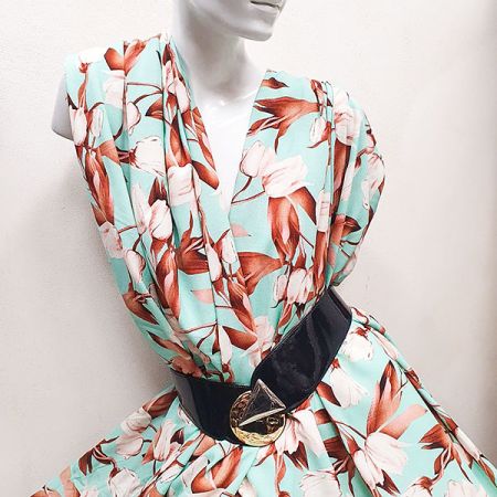 Batist bavlna hedvábí směs vzor tulipány sv.modrá