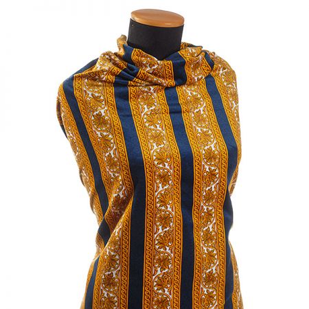 Exkluzivní bavlněný samet ornament/pruh modrý