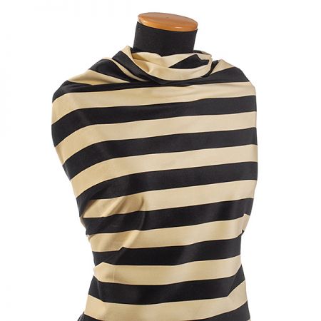 Bavlněný samet široké pruhy černá/slonová kost