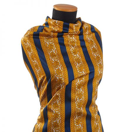 Bavlněná látka digitální tisk ornament/pruhy modrá