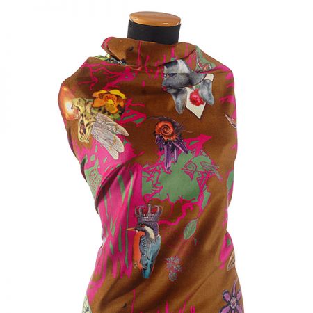 Exkluzivní samet avantgardní vzor velký hnědý podklad