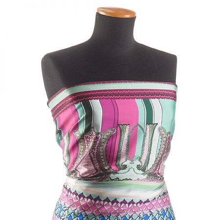 Saténová látka tisk imitace hedvábí geometrický vzor