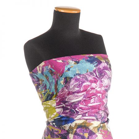 Hedvábí šatové abstraktní květinový motiv