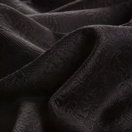 Žakár květinový motiv černý