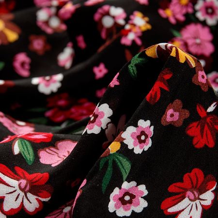 Viskozová šatovka drobný květ černá