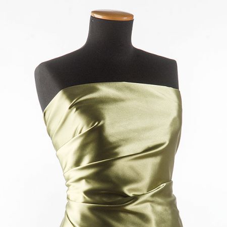 Satén taft pružný olivový zelenočerný