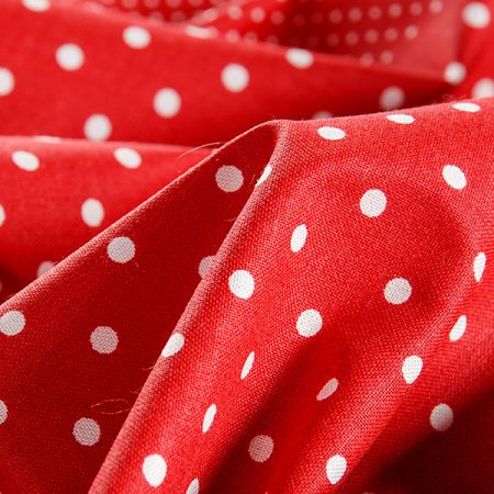Bavlněná látka tisk puntíky červená/bílá