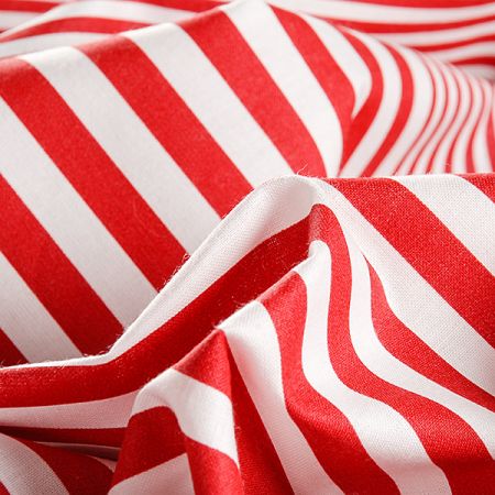 Bavlněná látka tisk motiv proužků červené/bílé