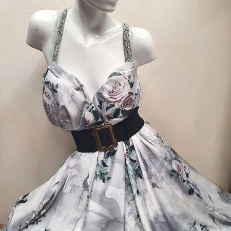 Imitace hedvábí pružný atlas růže šedá starorůžová