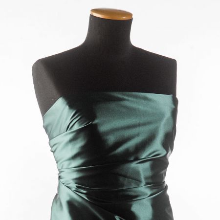 Satén pružný jemný tmavě zelený