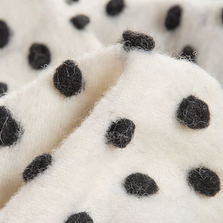 Vařená vlna art textil vzor puntíků smetanová/černá