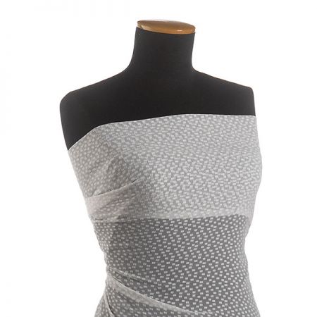 Šifon vzor obdélníků flock bílý