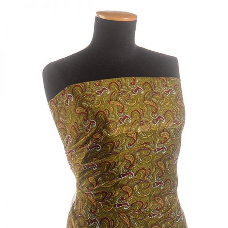 Šifon plise drobný paisley vzor 