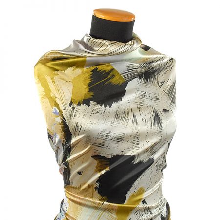 Atlas vzor květy/fantazie khaki zelená