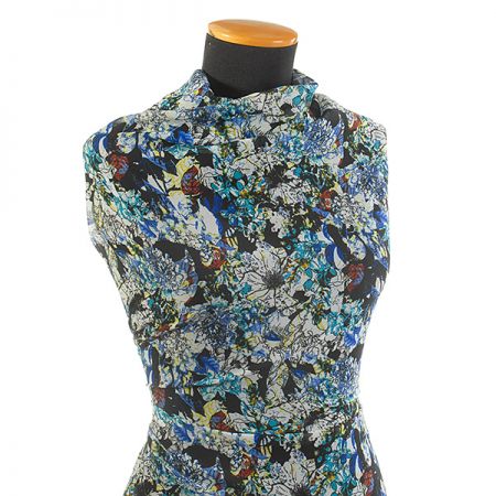 Žoržet romantický motiv květin modrý