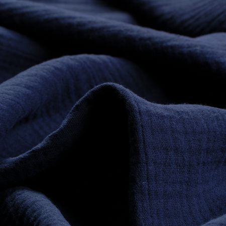 Bavlněný mušelín dvojitá gázovina tm.modrý