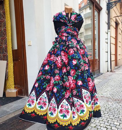 Žoržet mat Gipsy style bordura černý