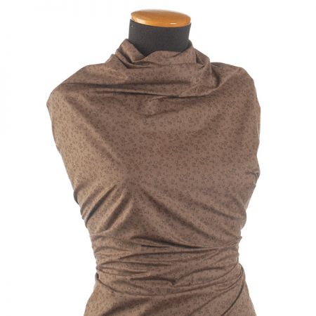 Bavlněná košilová látka hnědá drobné květy