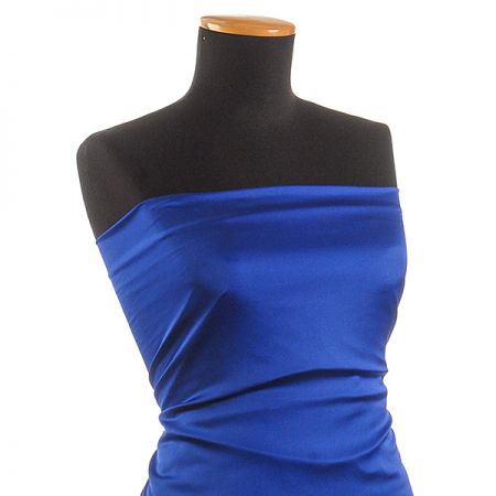 Krep satén pružný jemný modrý