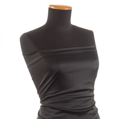 Krep satén pružný jemný černý