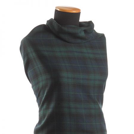 Kostýmová látka viskoza směs kostky zelená/modrá