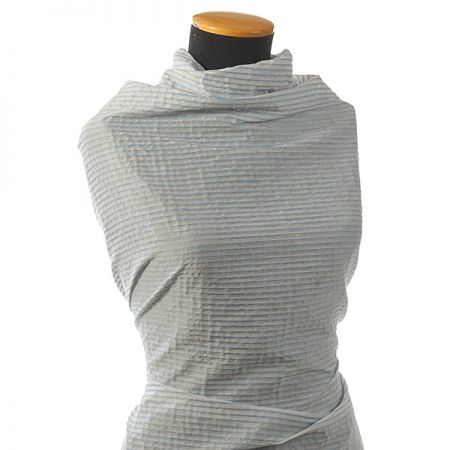 Bavlněný etamín proužky modrá/slonová kost