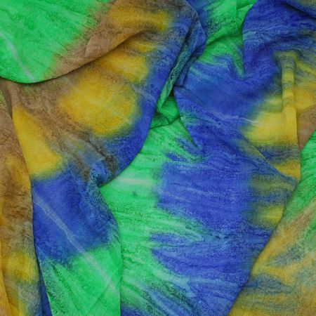Batika kreš šifon mix barev zelená/zlutá/hnědá/modrá