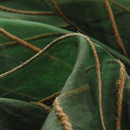 Organza hedvábná jutové proužky lahvově zelená