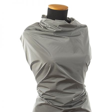 Taft hladký pevnější šedomodrý