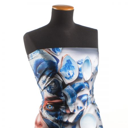 Imitace hedvábí pružný atlas Dáma v prcelánu