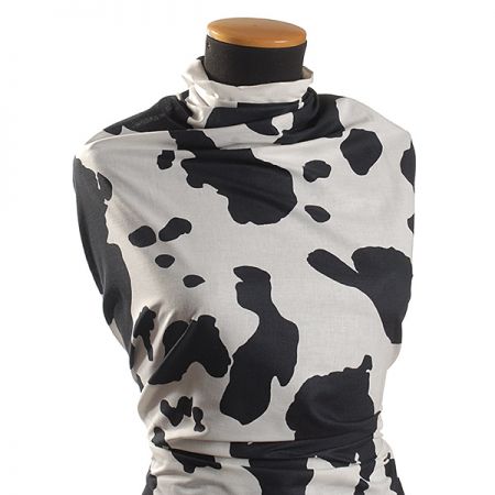 Košilová bavlněná látka zvířecí motiv kráva černá/bílá