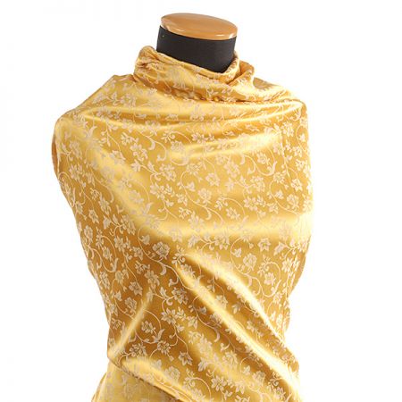 Brokát květinový motiv žlutosmetanový