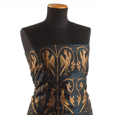 Replika historické látky Arras  tyrkys/zlatý